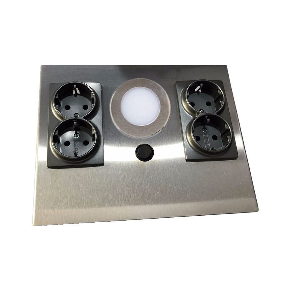 Büyükalpler 4 Prizli Tezgahaltı Armatür İnox Kasa Beyaz Işık