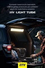 ZMR-385 Katlanabilir Şişirilebilir Güneş Enerjili ve USB Şarjlı Beyaz LED Aydınlatma Tüpü Kamp Lambası