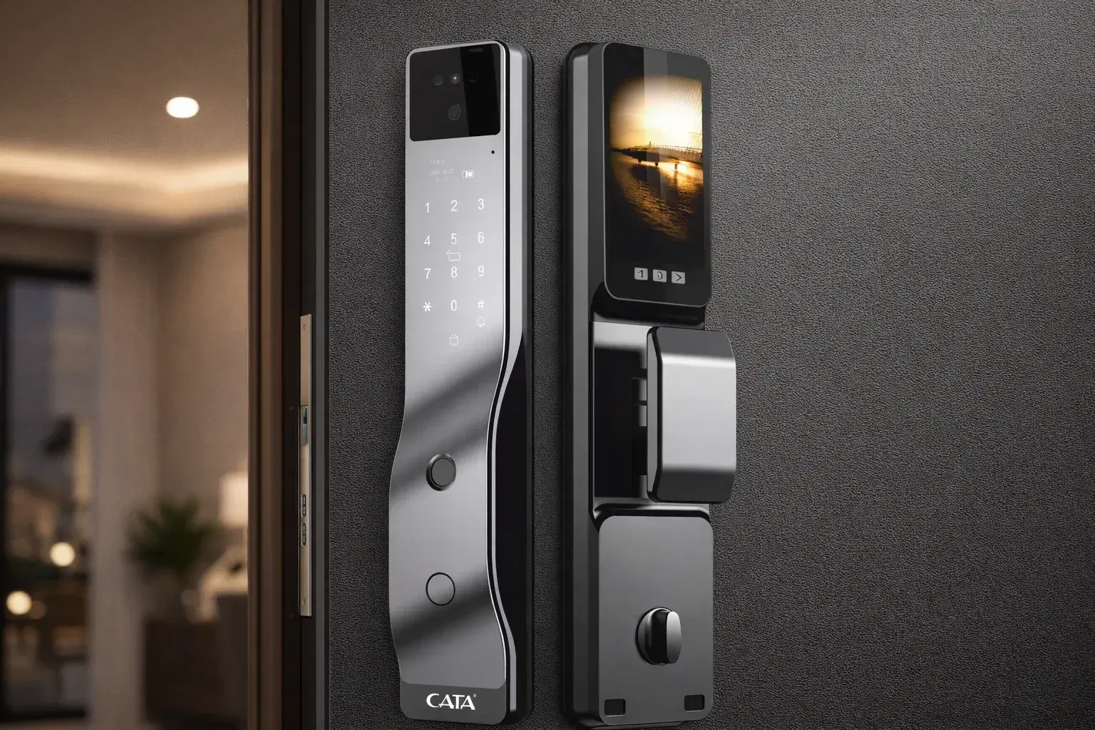 Cata CT-4040 Akıllı Kameralı Çelik Kapı Kilidi - 3D Yüz Tanıma, Parmak İzi ve HD Ekranlı
