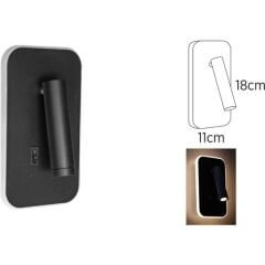 Econa ECN-2903 12 Watt Dekoratif LED Aplik Siyah Kasa Oynar Başlıklı 3000K Günışığı