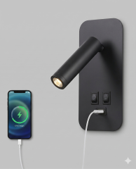 Econa ECN-29Econa ECN-2903-USB 12 Watt Dekoratif LED Aplik USB Şarj Girişli Siyah Kasa 3000K