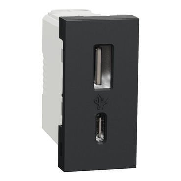 Schneider Unica NU301654 Usb Şarj Prizi 15 Watt Antrasit A+C
