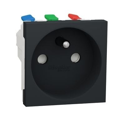 Schneider Unica NU305954 UPS Çocuk Korumalı Priz Hızlı Bağlantı 2 Modül Antrasit