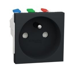 Schneider Unica NU305954 UPS Çocuk Korumalı Priz Hızlı Bağlantı 2 Modül Antrasit