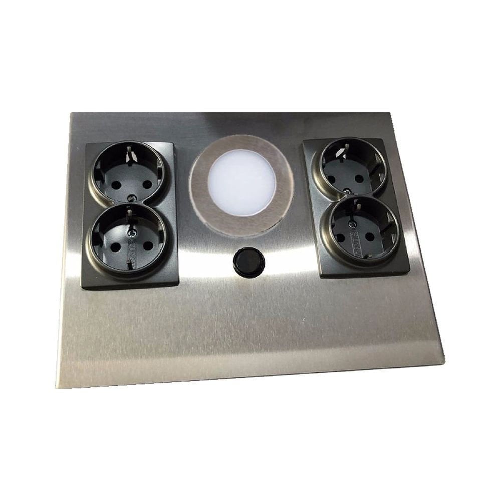 Büyükalpler 4 Prizli Tezgahaltı Armatür İnox Kasa Beyaz Işık