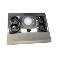 Büyükalpler 4 Prizli Tezgahaltı Armatür İnox Kasa Beyaz Işık