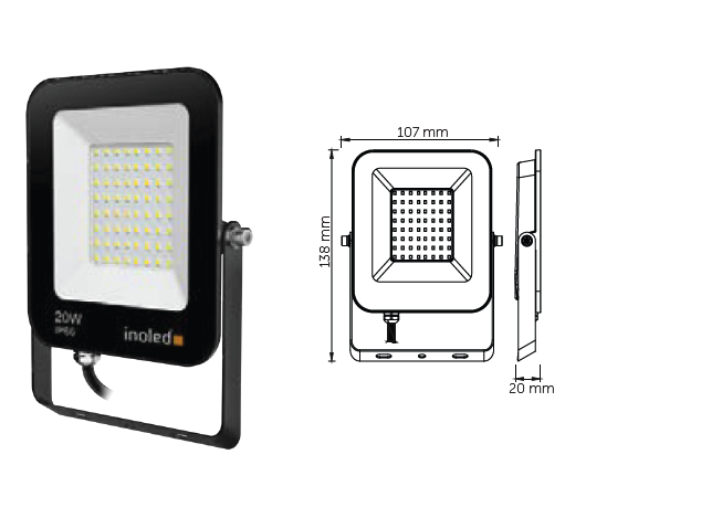 İnoled EGRA 7202-04 20W Slim LED Projektör Yeşil Işık