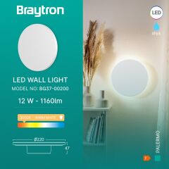 Braytron BG37-00200 Palermo 12W 3000K Yuvarlak Beyaz LED Duvar Armatürü