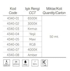 İnoled 4340-06 220V Neon Led 120 Led/ M RGB 50 Metre