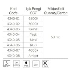 İnoled 4340-02 220V Neon Led 120 Led/ M Mavi 50 Metre