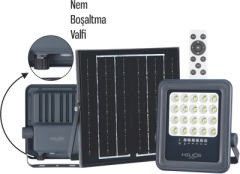 Helios HS-3874 100W Solar Güneş Enerjili Uzaktan Kumandalı LED Projektör Beyaz Işık