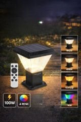 Helios HS-4017 100W Solar RGB 3 Renk Fonksiyonlu Kumandalı Bahçe Armatürü