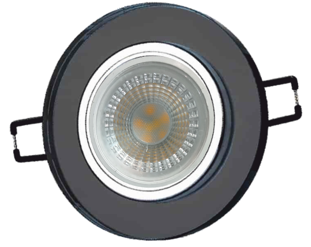 Helios HS-1860 Akel Siyah Yuvarlak Cam Spot Kasa GU10