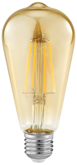 Helios HS-2099 8W Amber E27 ST64 Rustik Armut LED Ampul