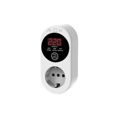 ACK AY27-00010 16A 3000W Çift Fonksiyonlu Akım ve Voltaj Korumalı Ertelemeli Dijital Ekranlı Tekli Priz
