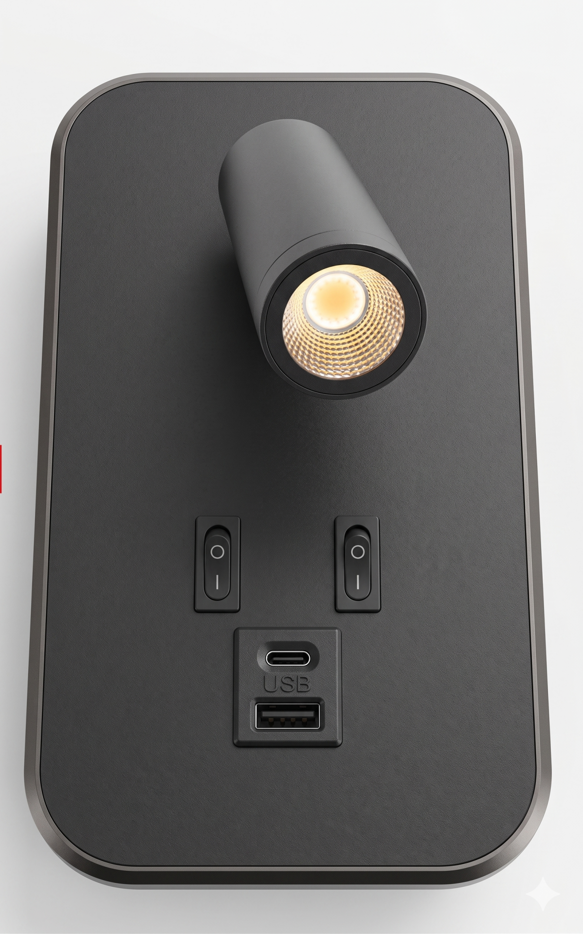 Hightek HT7074 8W Vega USB + Type-C Şarj Portlu Çift Anahtarlı Yönlendirilebilir Yatak Başı LED Apliği