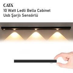 Cata CT-2464 6500K-4000K-3200K 40 Cm Beyaz Işık-Günışığı mıknatıslı Bella Slim Tip Kabinled Sensörlü Şarjlı(Siyah Kasa)
