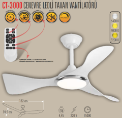 Cata CT-3000 Cenevre Ledli Tavan Vantilatörü