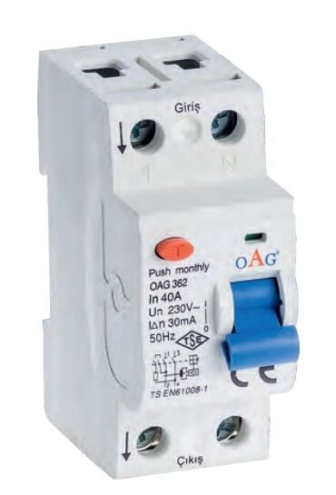 Oag 2x25A 30mA Kaçak Akım Rölesi