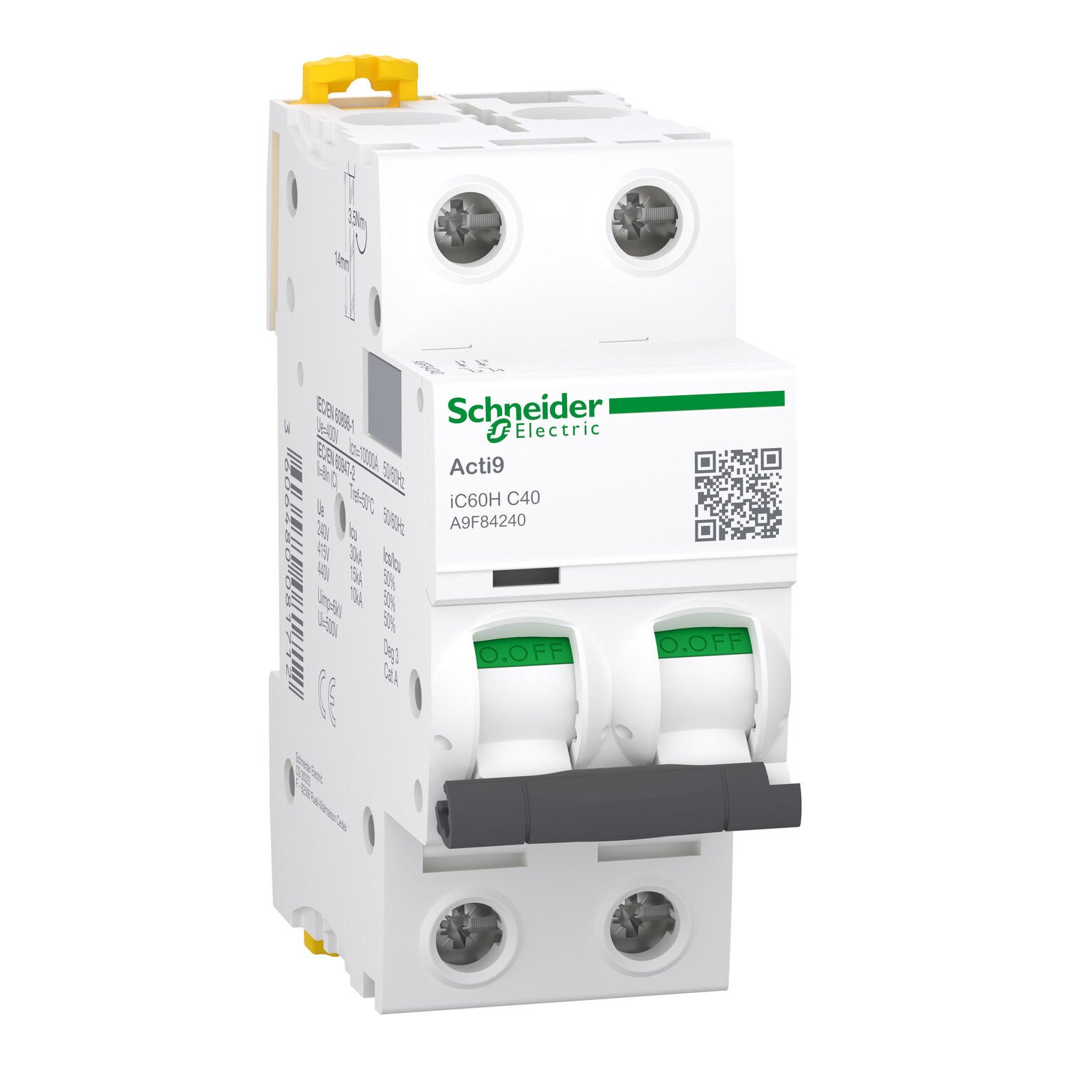 Schneider Acti9 iC60H 2P 40A, 10kA C eğrisi Otomat