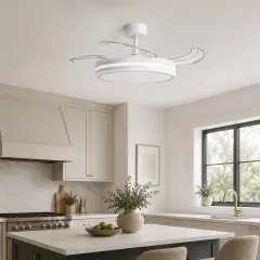 ACK AF51-00190 35W 42 İnç Beyaz Otomatik Katlanır Kanatlı LED Aydınlatmalı Tavan Vantilatörü
