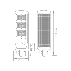 ACK AT42-09031 90 Watt Solar Sokak Armatürü Kumandalı Beyaz Işık