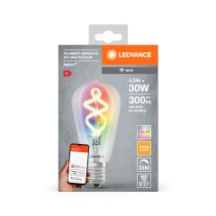 Osram Ledvance Smart 4.5W RGBW ST64 Edison Şeffaf Cam Akıllı Filament Rustik LED Ampul