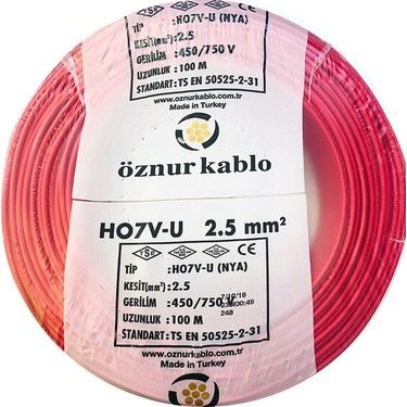 Öznur 2.5mm2 Kırmızı NYA Kablo