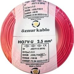 Öznur 2.5mm2 Kırmızı NYA Kablo