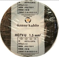 Öznur 1.5mm2 Siyah NYA Kablo