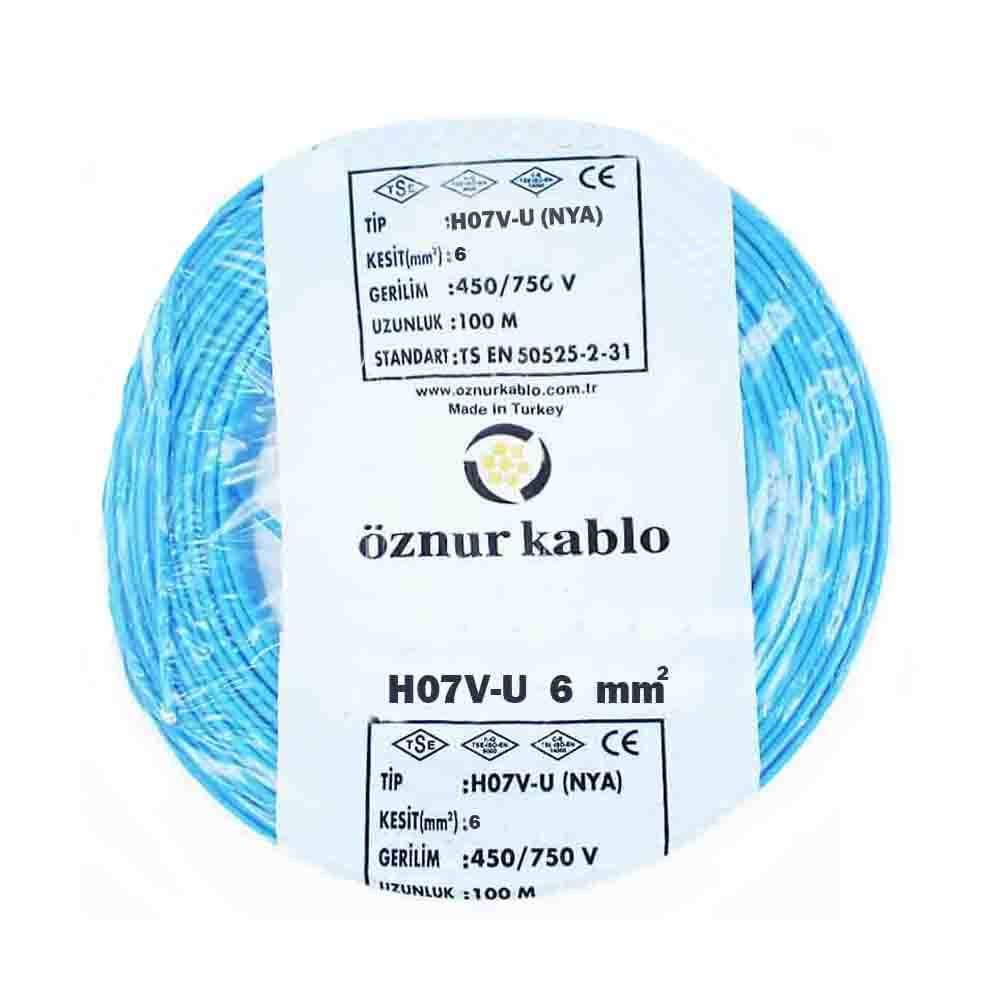 Öznur 6mm2 Mavi NYA Kablo