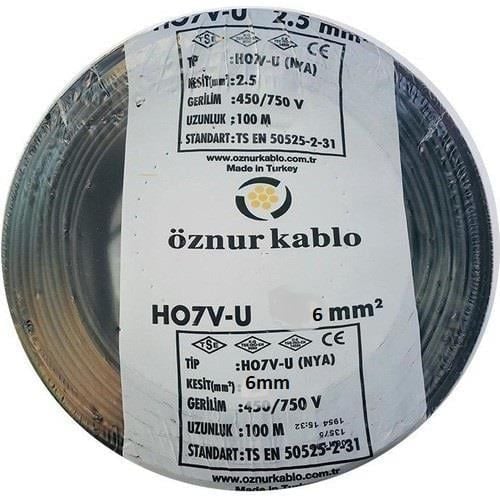 Öznur 6mm2 Siyah NYA Kablo