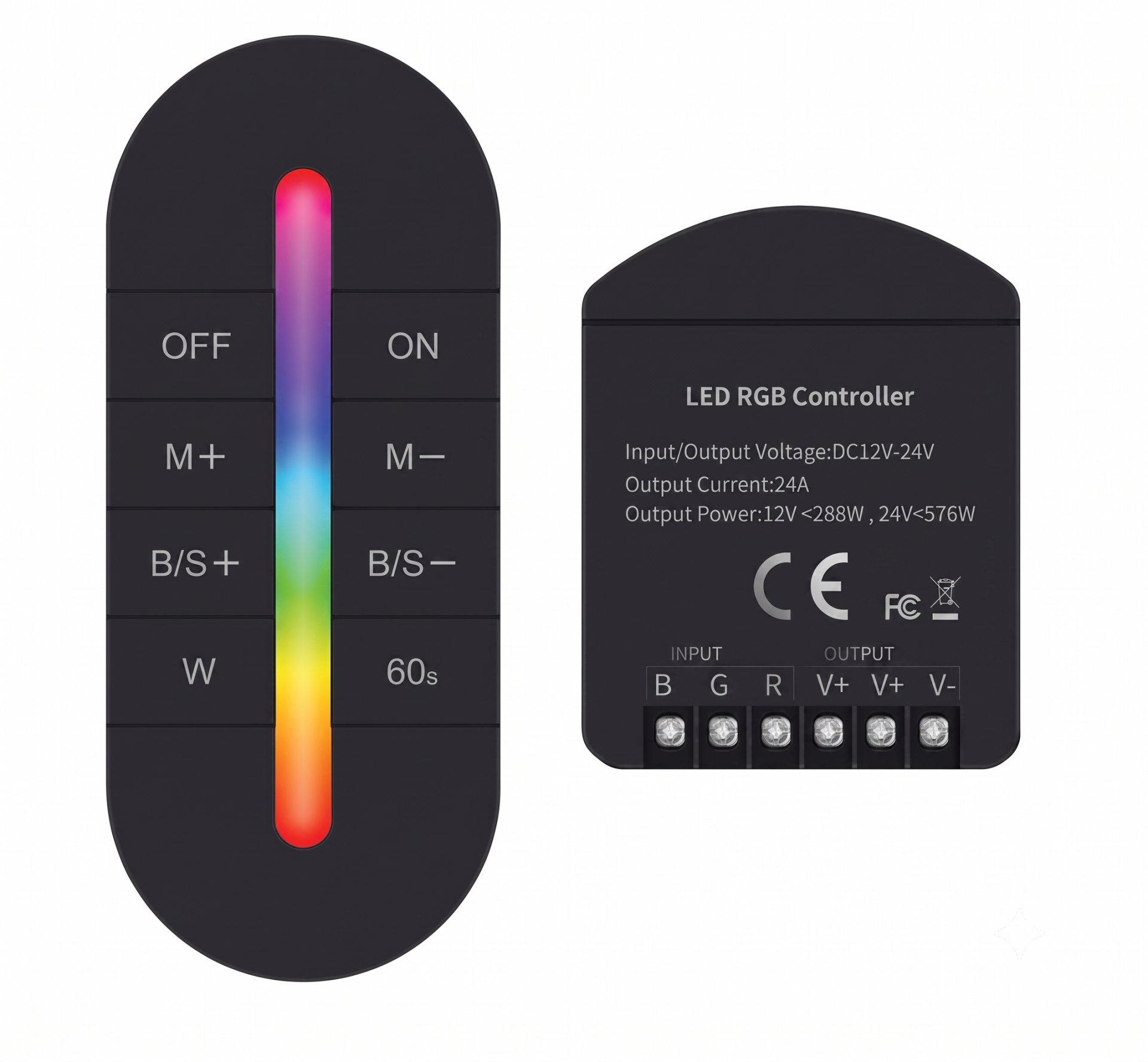 İnoled 3014 12V-24V 24A RF Kablosuz Dokunmatik RGB LED Kumanda Seti