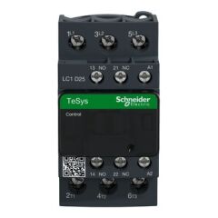 Schneider Electric TeSys Deca LC1D25M7 3 Kutup 25A AC-3 11kW 220V AC Bobin 1NO+1NC Dahili Yardımcı Kontaklı Güç Kontaktörü