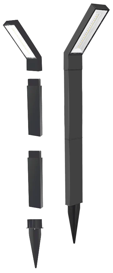 Helios HS-5656 15W Güneş Enerjili 3 Renk Fonksiyonlu IP65 Siyah Modüler Solar Çim Armatürü