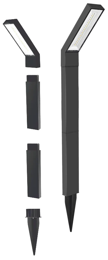 Helios HS-5656 15W Güneş Enerjili 3 Renk Fonksiyonlu IP65 Siyah Modüler Solar Çim Armatürü