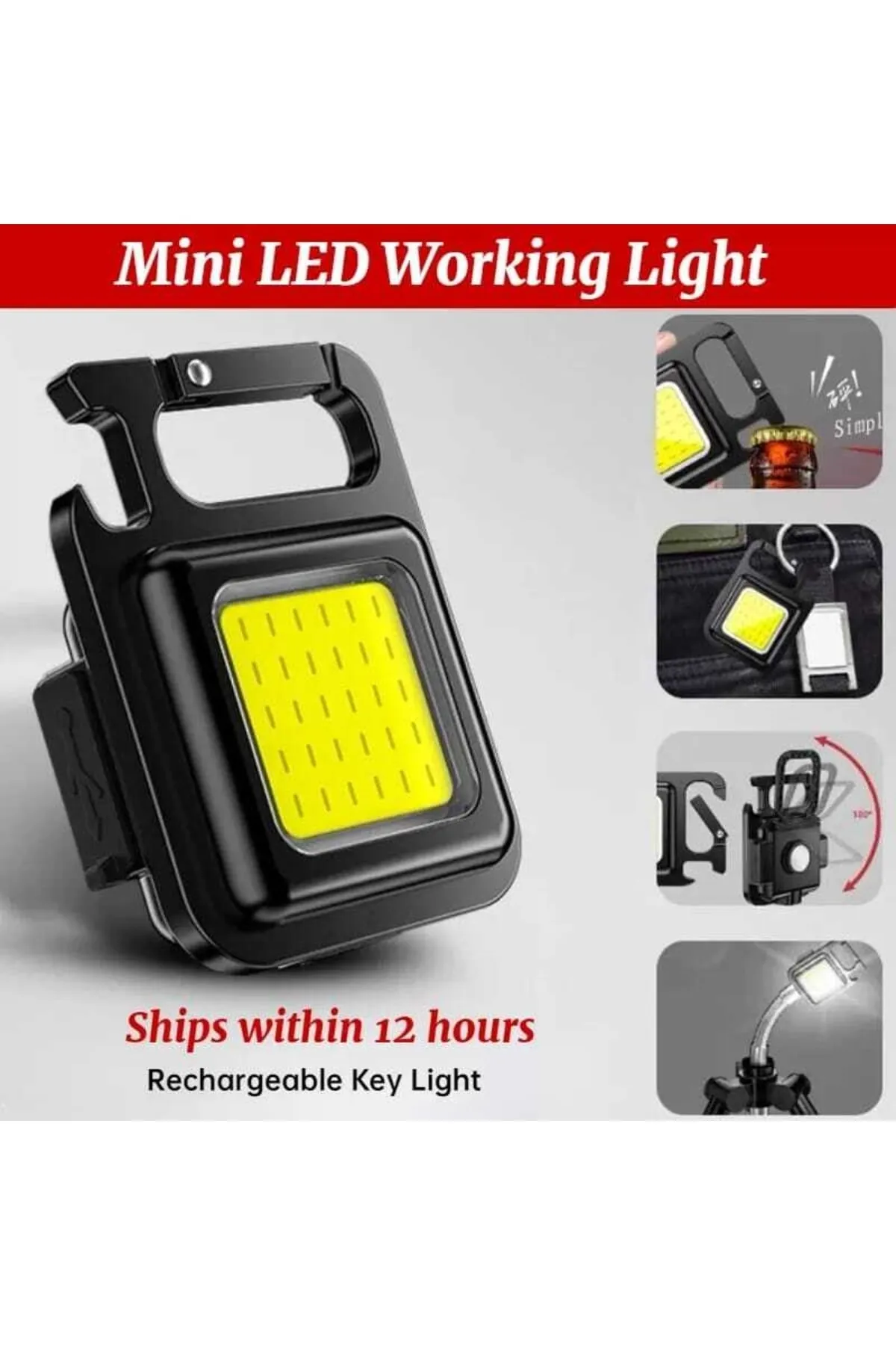 6W CEP PROJEKTÖRÜ ŞARJLI (USB+AÇACAKLI+MİNİ)