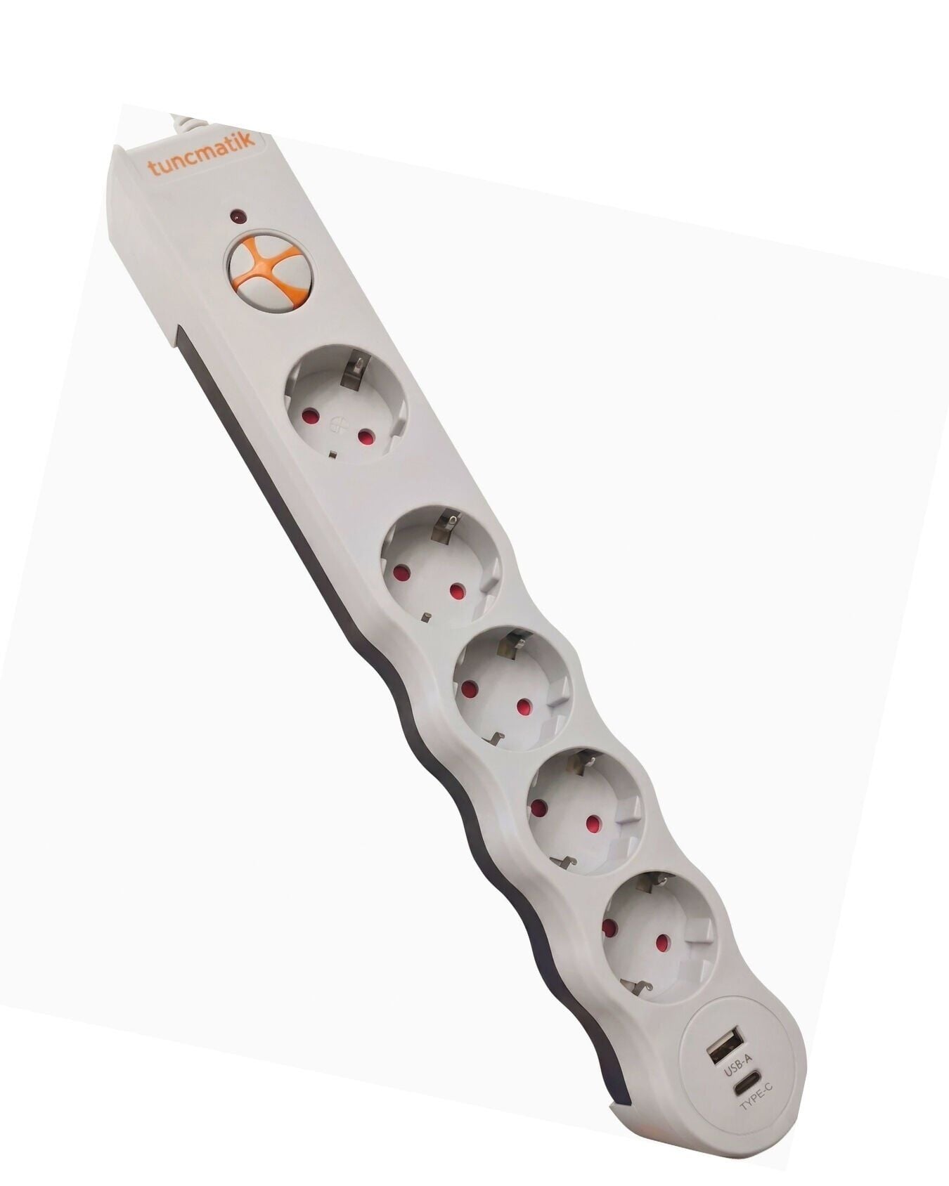 Tunçmatik TSK19059 Powerstrip 5'li Type-C + USB Şarj Portlu Anahtarlı 1.5 Metre Grup Priz