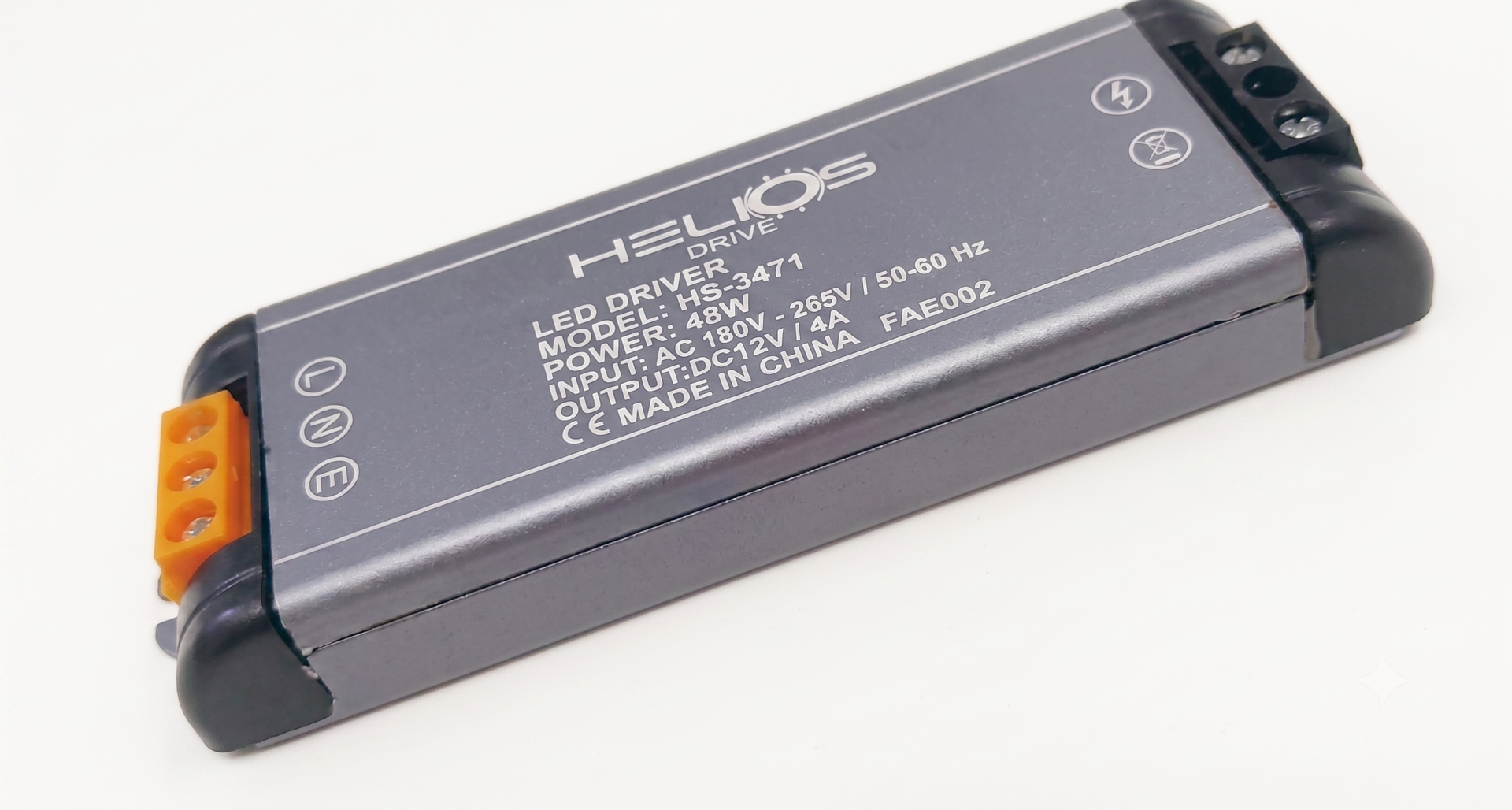Helios HS-3471 48W 12V DC 4 Amper AC 180-265V Metal Kasa Ultra Slim LED Trafosu ve Güç Kaynağı