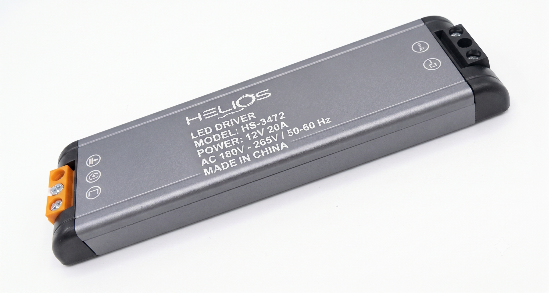 Helios HS-3473 150W 12V DC 12.5 Amper AC 180-265V Metal Kasa Ultra Slim LED Trafosu ve Güç Kaynağı