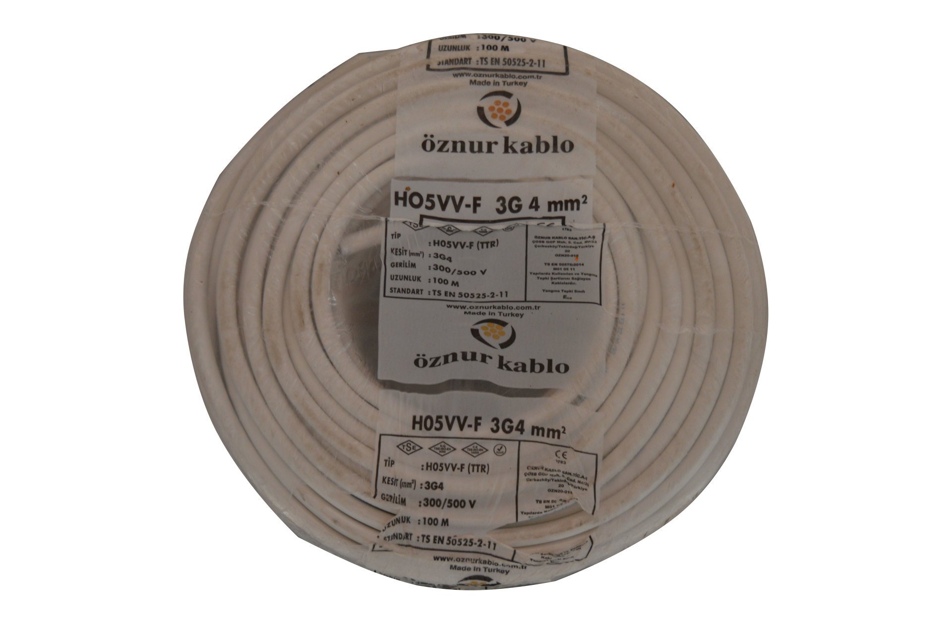 Öznur TTR 3x4mm2 Kablo Beyaz H05VV-F