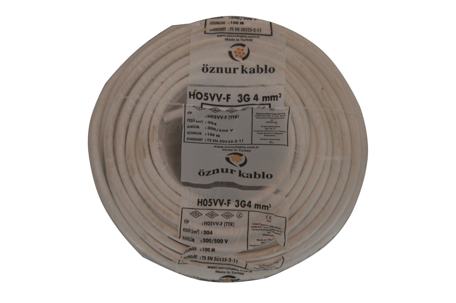Öznur TTR 3x4mm2 Kablo Beyaz H05VV-F