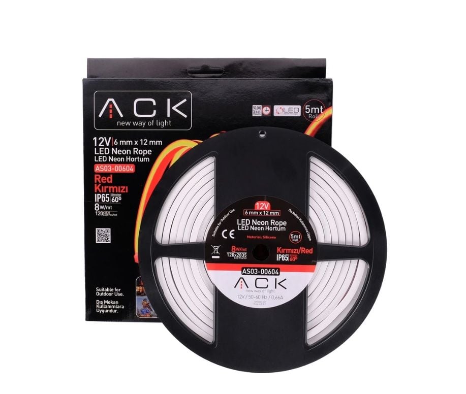 Ack AS03-00604 12V Neon Led Hortum Kırmızı 5 Metre