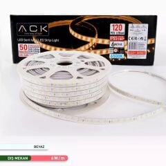 ACK AS01-00503  220V 6W 6500K Beyaz Dış Mekan Şerit LED (50mt Rulo)