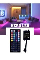 HEROLED HL-1901 12A 144W (3x4A) DC 12V-24V 44 Tuşlu IR Uzaktan Kumandalı RGB Şerit LED Kontrol Cihazı ve Sürücüsü