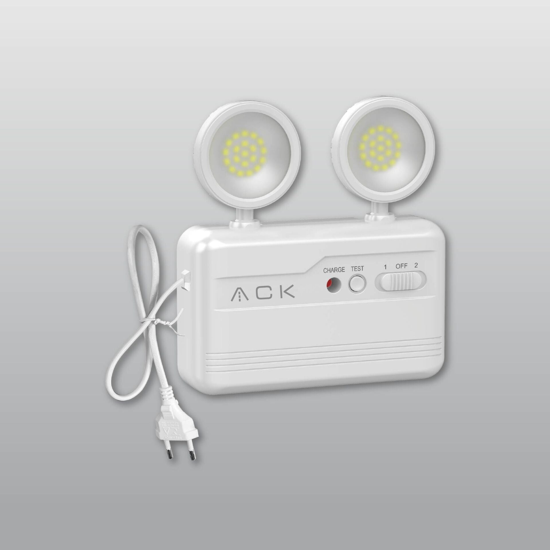 ACK AC02-00230 Pro Series 5W 400 Lümen 6500K Beyaz Işık Çift Başlıklı Şarj Edilebilir Acil Durum LED Aydınlatma