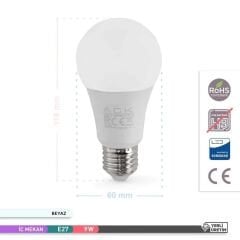 ACK AA14-20923 9W LED Ampul 6500K Beyaz Işık