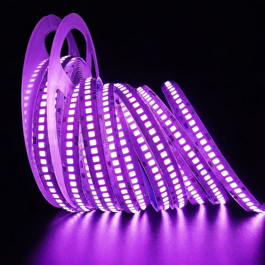 Helios HS-3257 Mor 12V DC Metrede 240 LED Yüksek Yoğunluklu İç Mekan Şerit LED 5 Metre