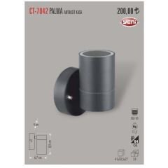 Cata CT-7042 Palma Antrasit Duvar Aplik GU10 Duy