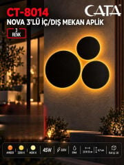 CATA CT-8014 Nova 45W 3 Renk İç ve Dış Mekan 3'lü Set LED Duvar Apliği